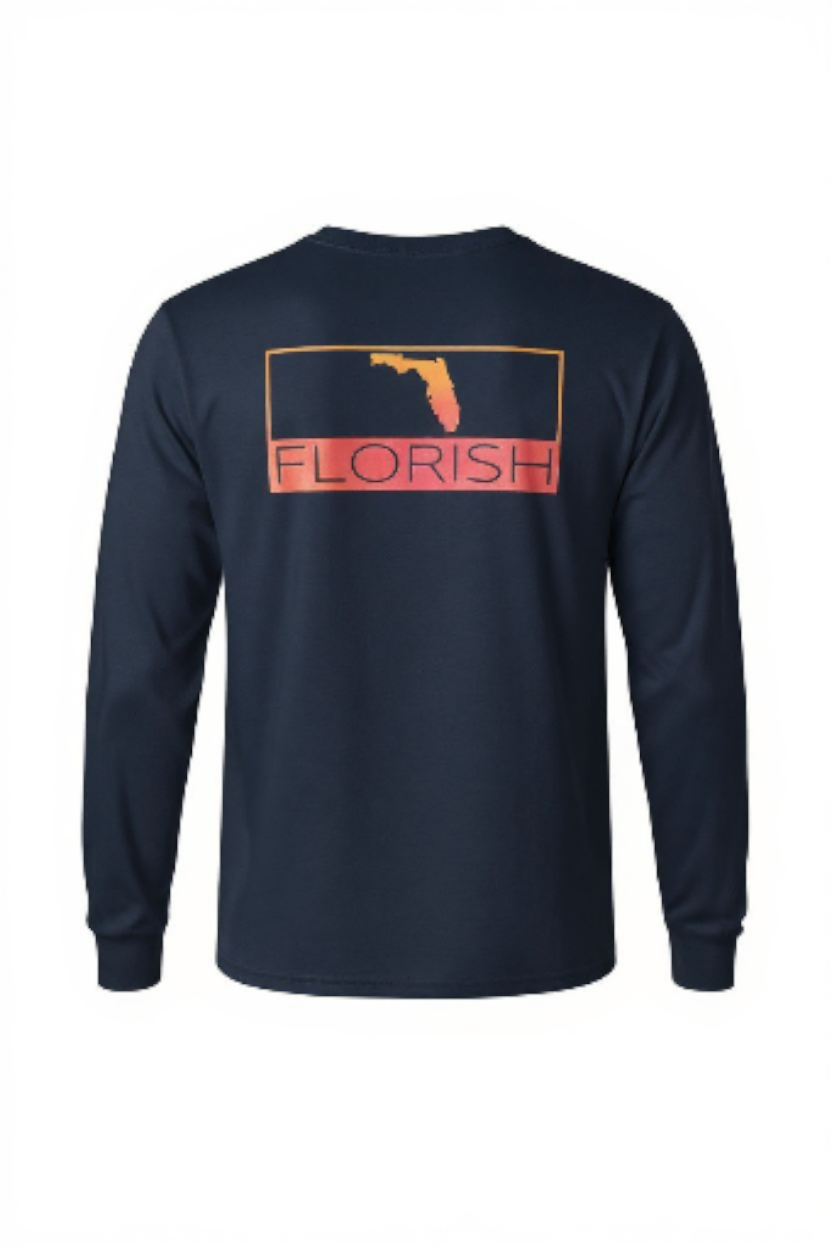 Florish Classic FL Key West Sunset - unisex long sleeve cotton t-shirt – Florida sunset graphic tee