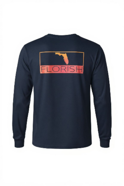Florish Classic FL Key West Sunset - unisex long sleeve cotton t-shirt – Florida sunset graphic tee
