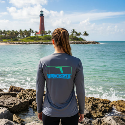 Florish Classic FL Jupiter Long Sleeve T-shirt – unisex tee inspired by Jupiter beaches