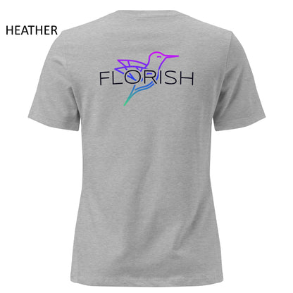 Florish Nectar hummingbird shirt in Miami Nights colors – women's tee