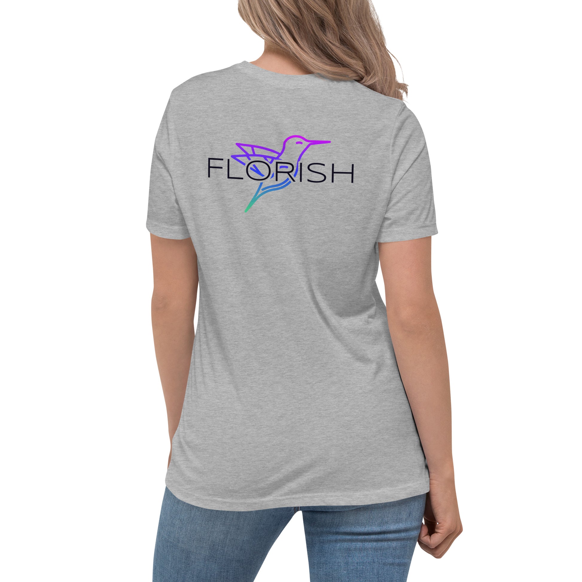 Florish Nectar hummingbird shirt in Miami Nights colors – women's tee