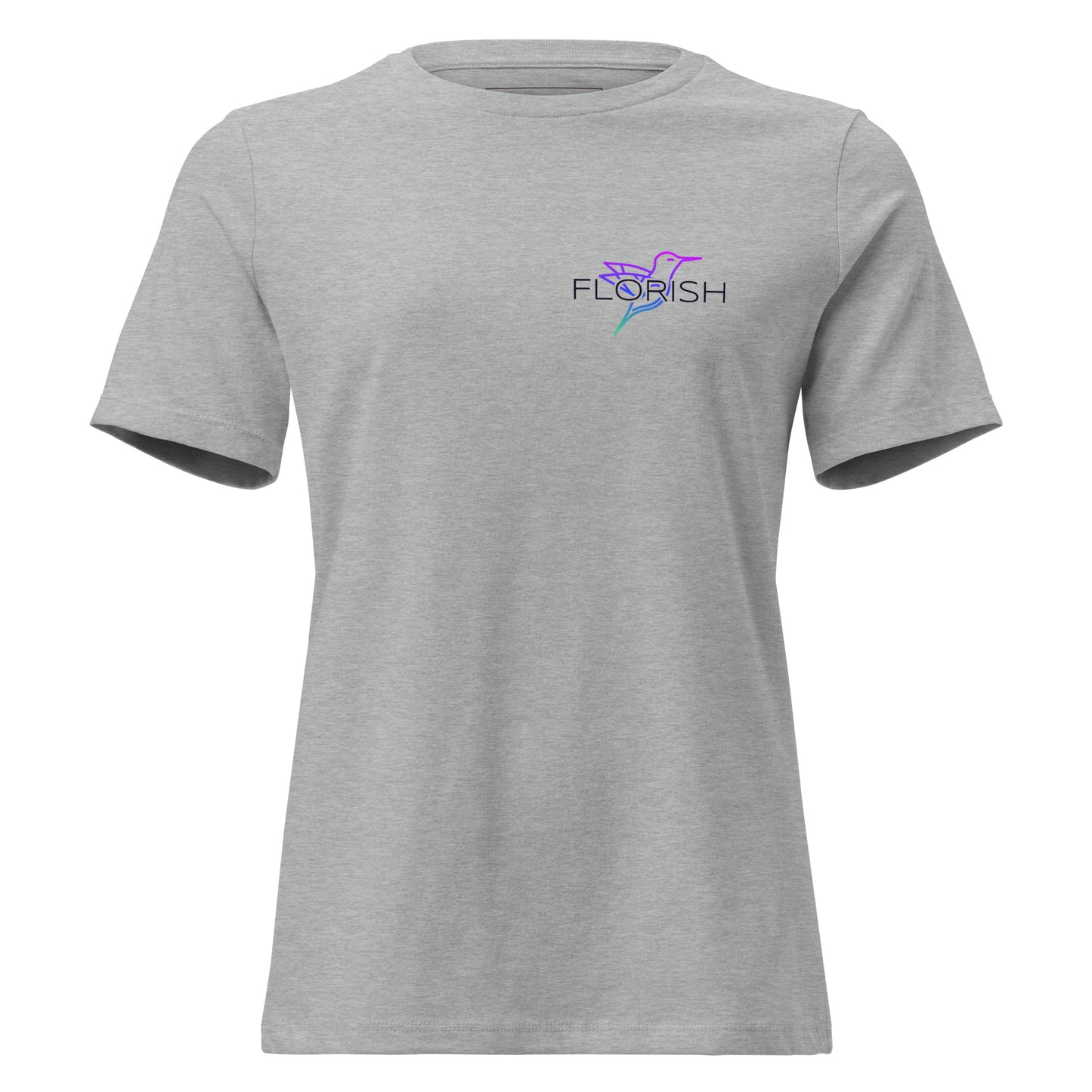 Florish Nectar hummingbird shirt in Miami Nights colors – women's tee