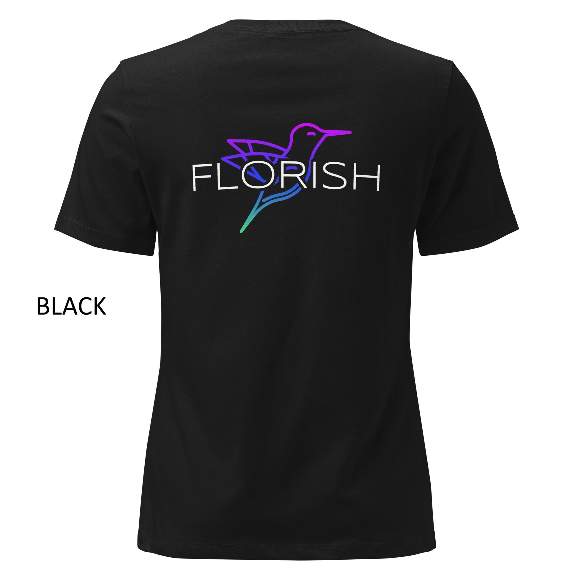 Florish Nectar hummingbird shirt in Miami Nights colors – women's tee