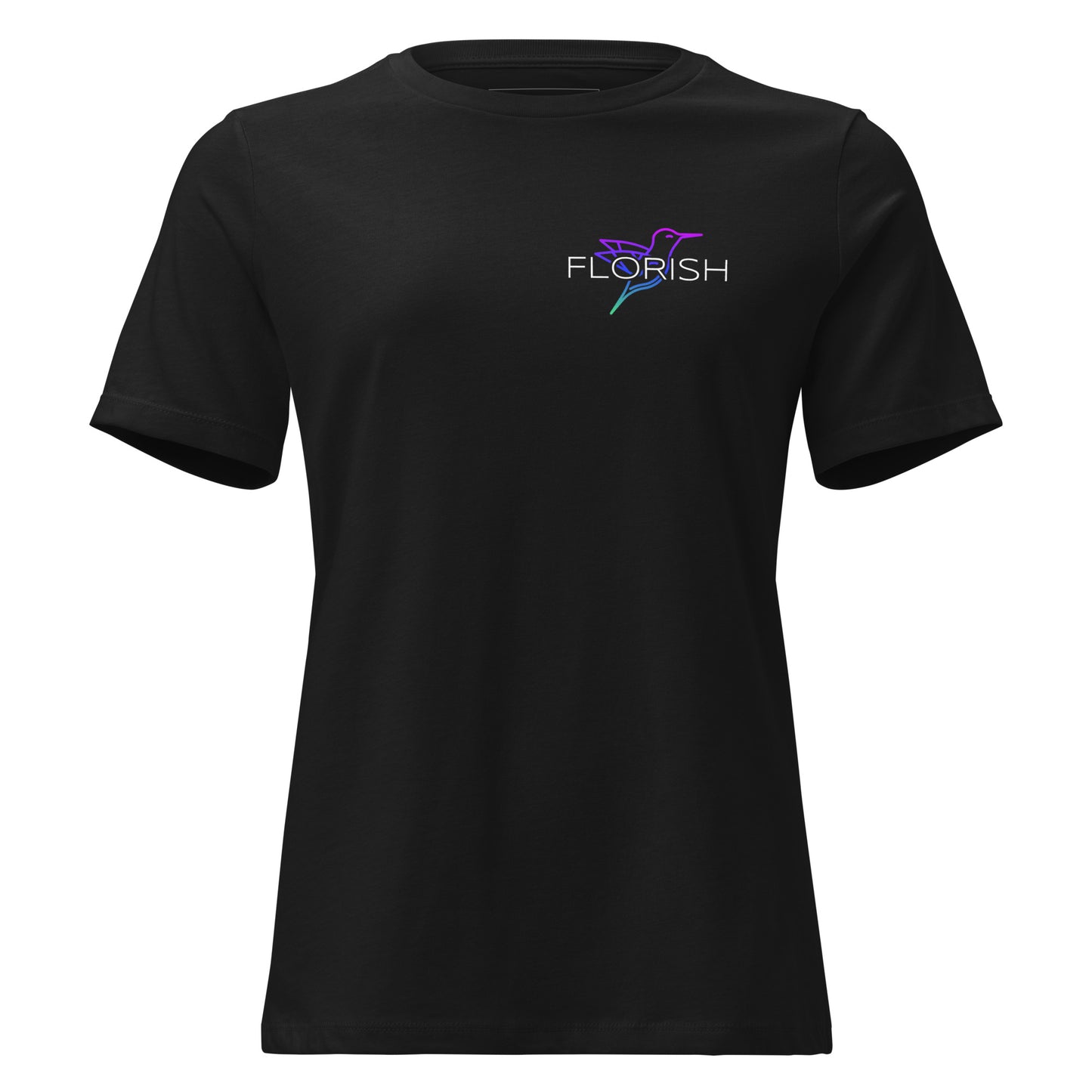 Florish Nectar hummingbird shirt in Miami Nights colors – women's tee