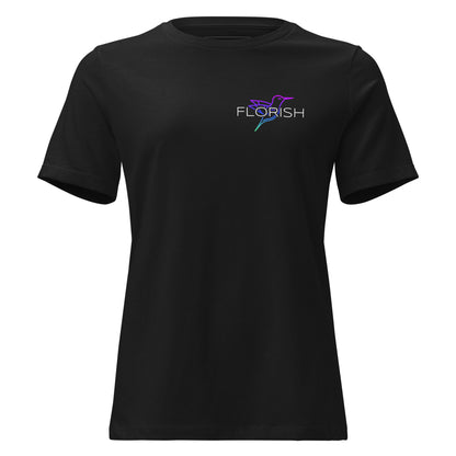Florish Nectar hummingbird shirt in Miami Nights colors – women's tee