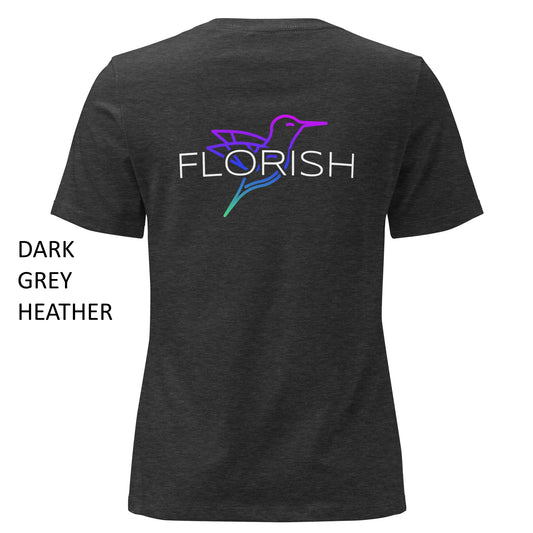 Florish Nectar hummingbird shirt in Miami Nights colors – women's tee