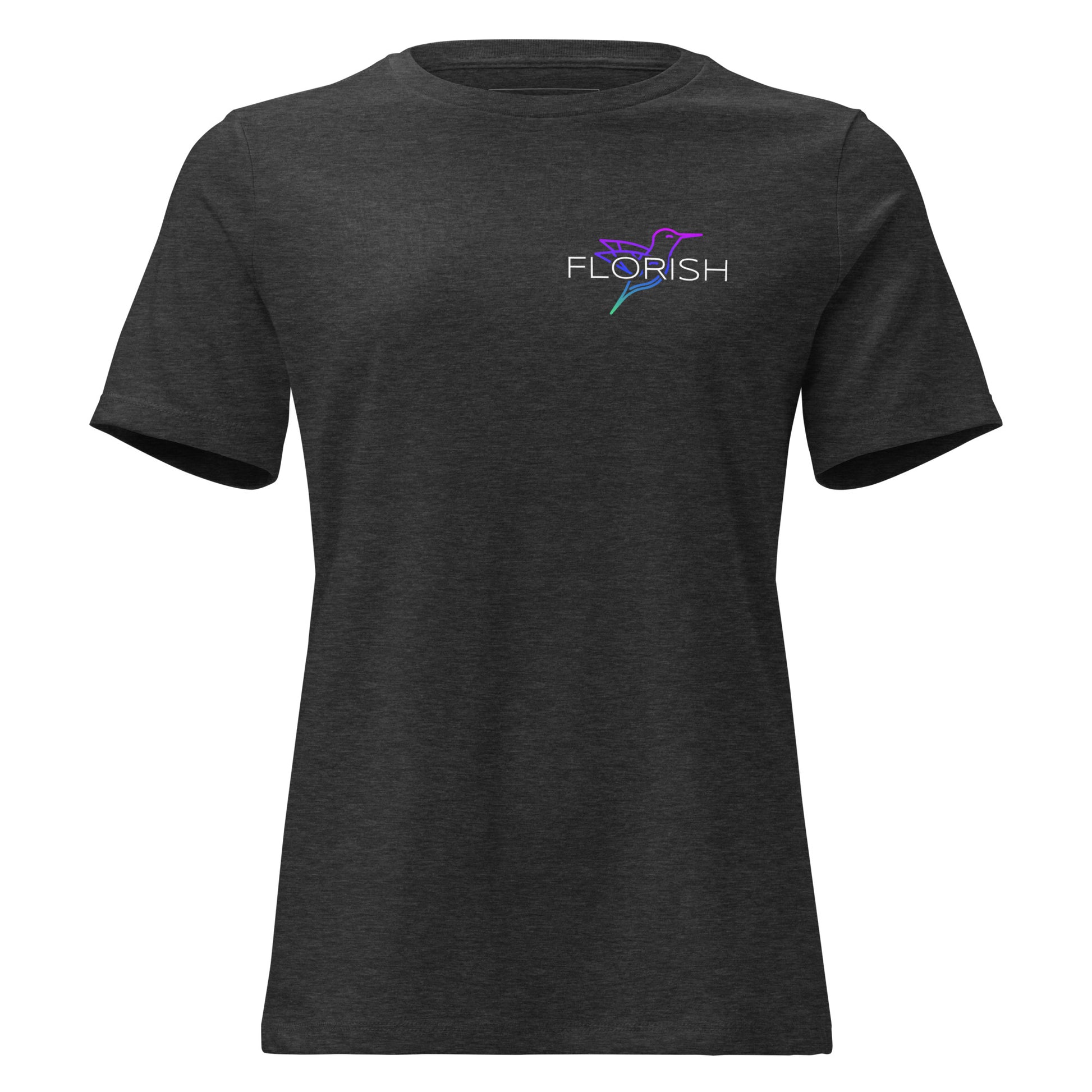 Florish Nectar hummingbird shirt in Miami Nights colors – women's tee