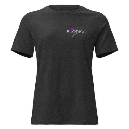 Florish Nectar hummingbird shirt in Miami Nights colors – women's tee