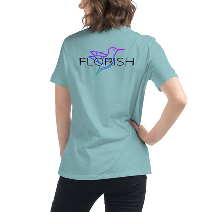Florish Nectar hummingbird shirt in Miami Nights colors – women's tee