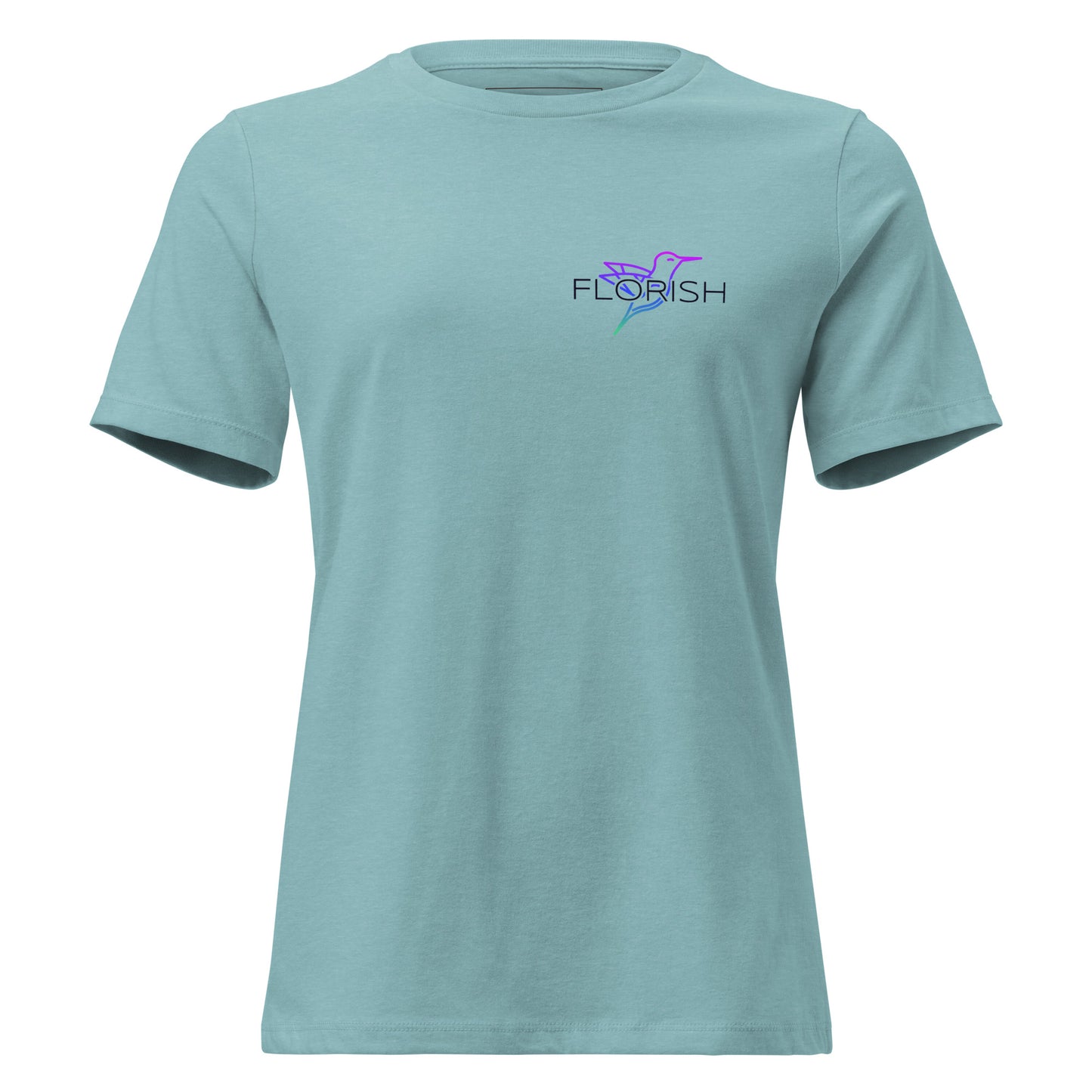 Florish Nectar hummingbird shirt in Miami Nights colors – women's tee