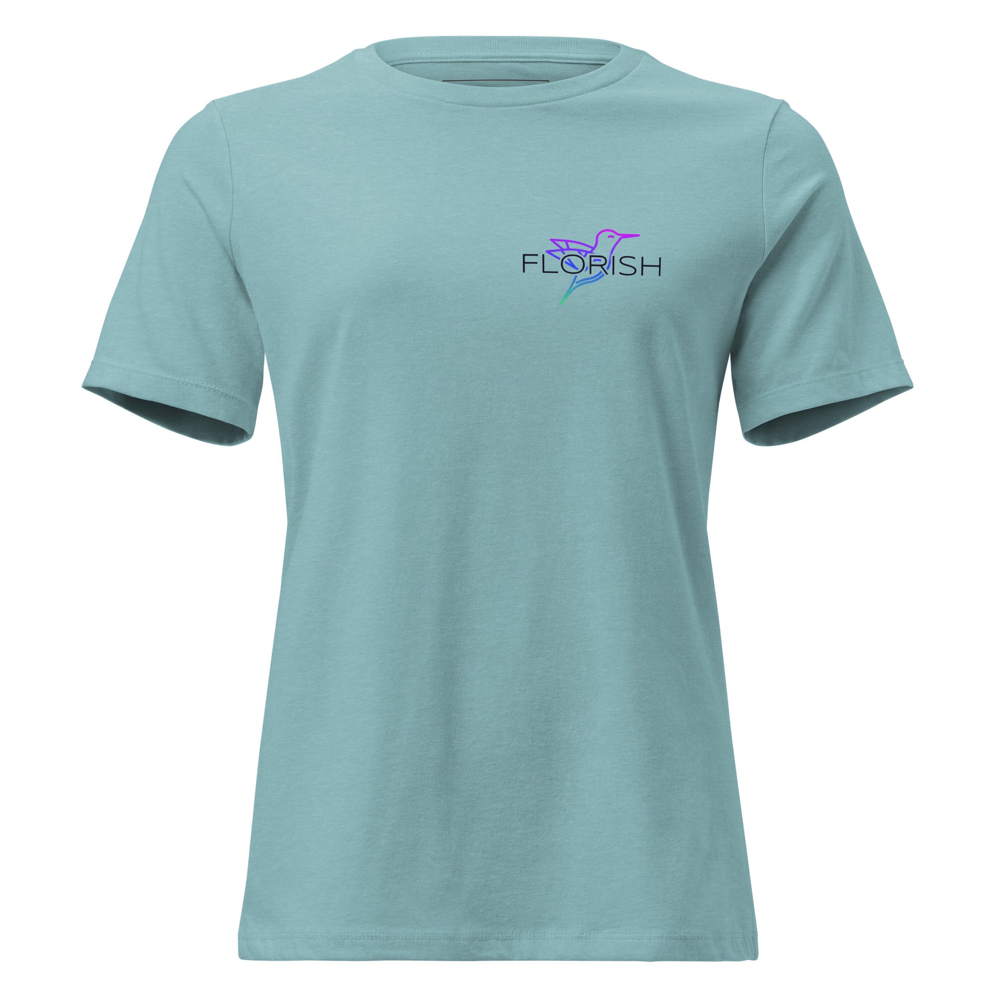 Florish Nectar hummingbird shirt in Miami Nights colors – women's tee