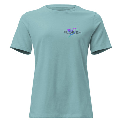 Florish Nectar hummingbird shirt in Miami Nights colors – women's tee