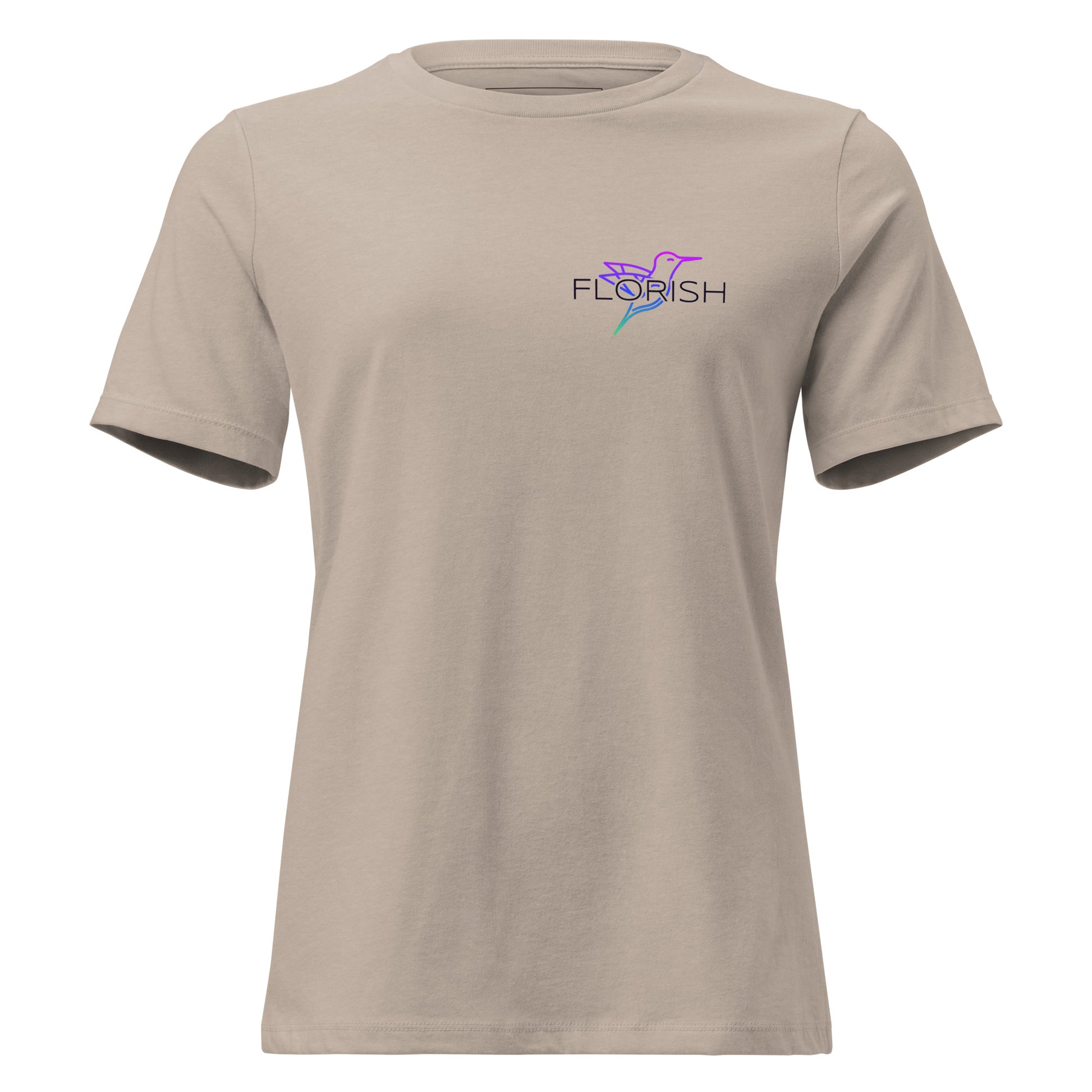 Florish Nectar hummingbird shirt in Miami Nights colors – women's tee