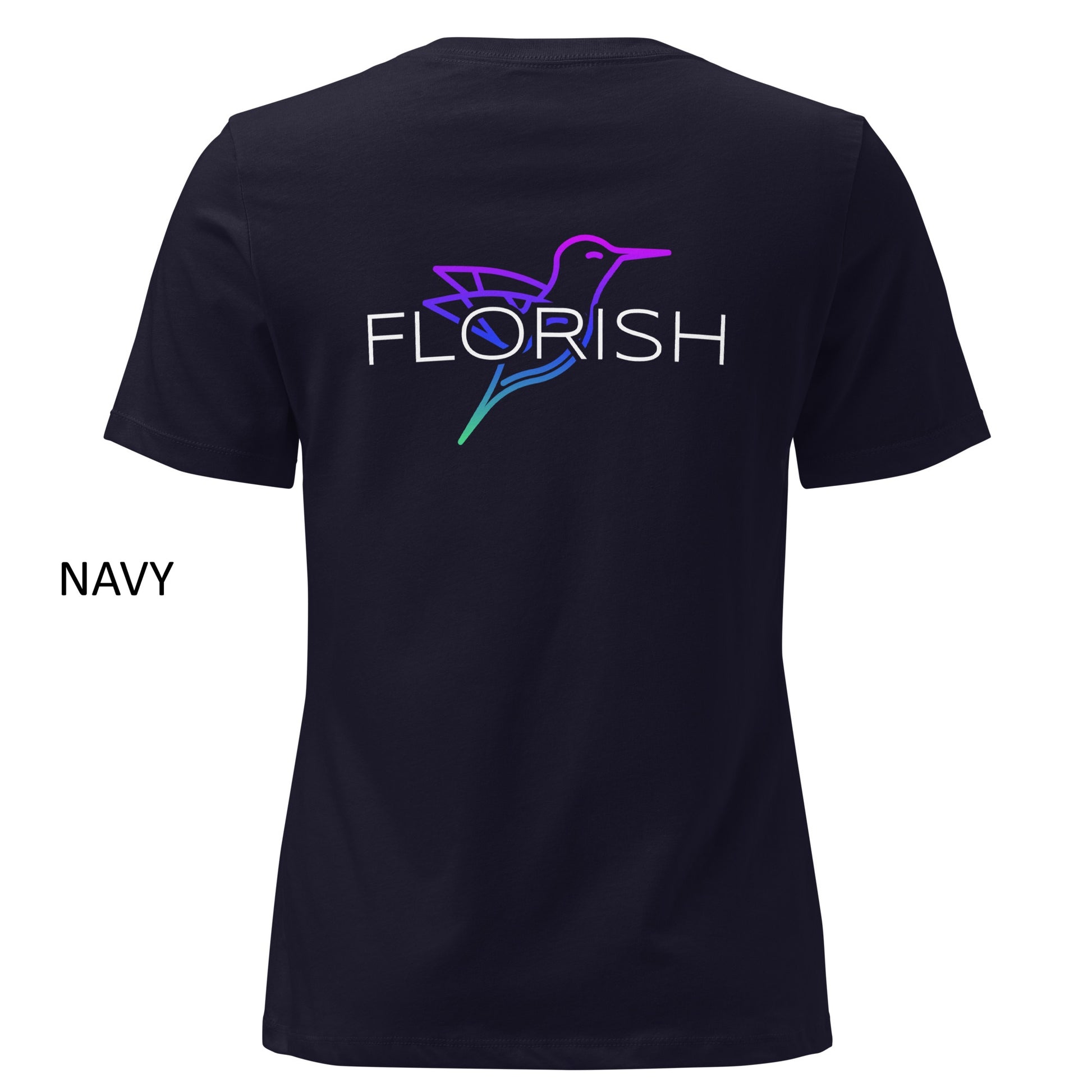 Florish Nectar hummingbird shirt in Miami Nights colors – women's tee