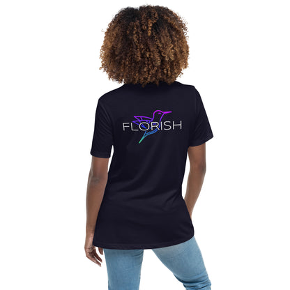 Florish Nectar hummingbird shirt in Miami Nights colors – women's tee