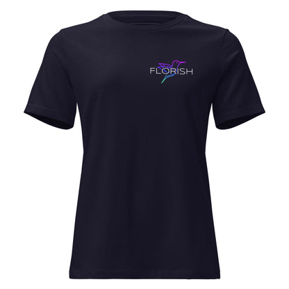 Florish Nectar hummingbird shirt in Miami Nights colors – women's tee