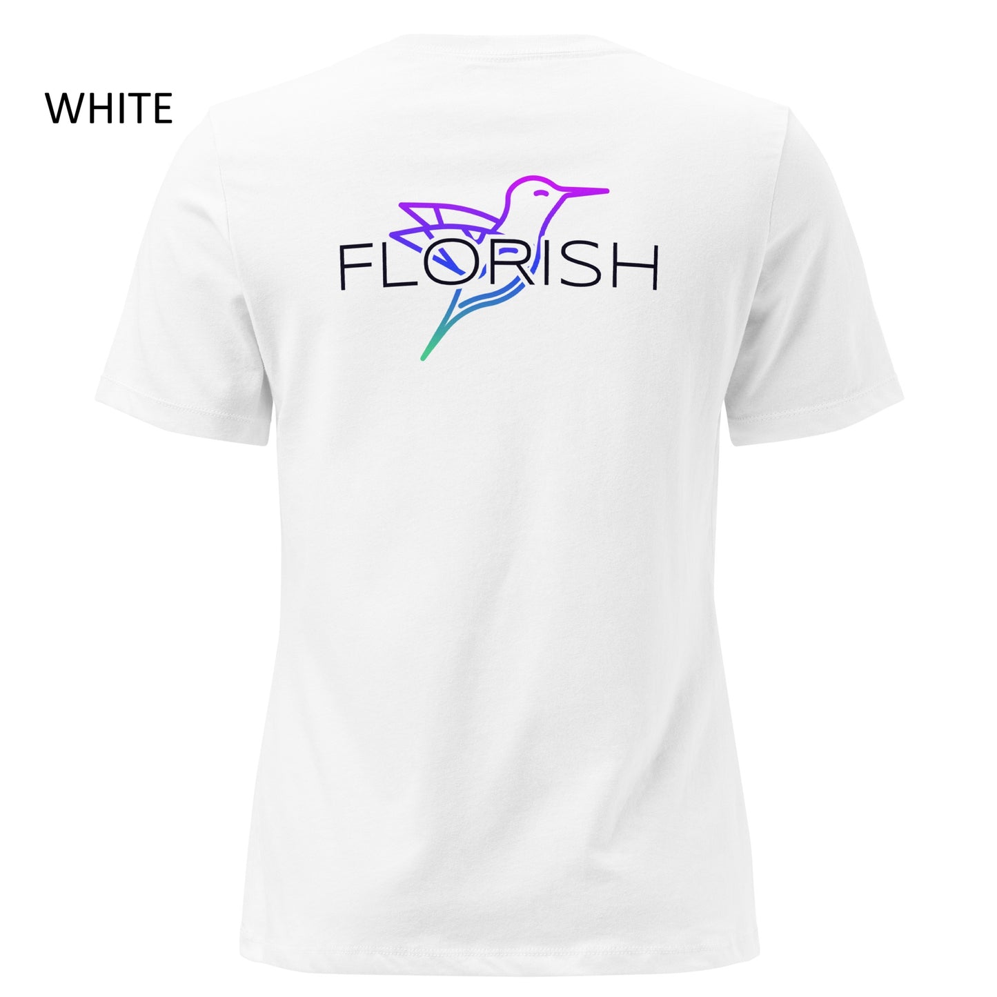 Florish Nectar hummingbird shirt in Miami Nights colors – women's tee