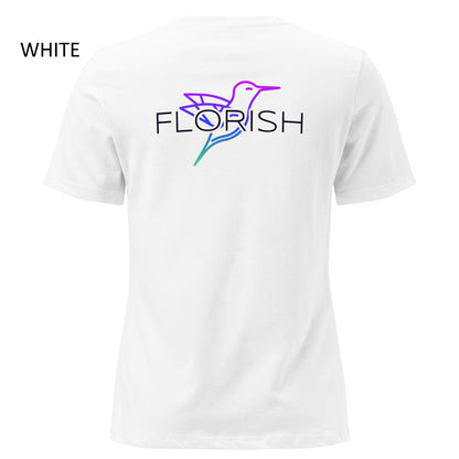 Florish Nectar hummingbird shirt in Miami Nights colors – women's tee