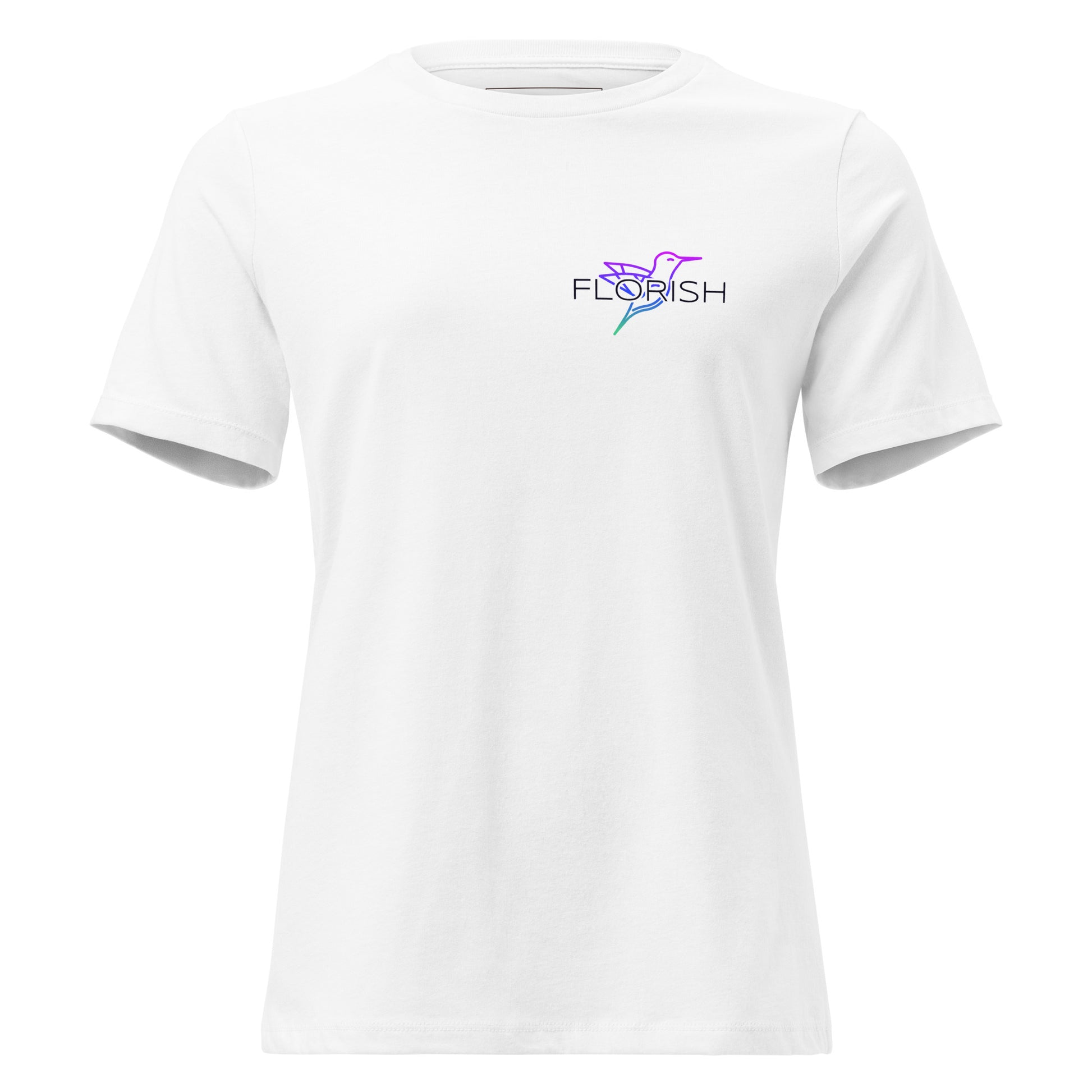 Florish Nectar hummingbird shirt in Miami Nights colors – women's tee