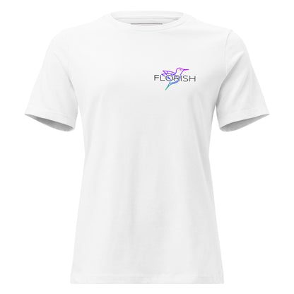 Florish Nectar hummingbird shirt in Miami Nights colors – women's tee